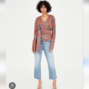Zara Trafulac shimmer wrap top Size S